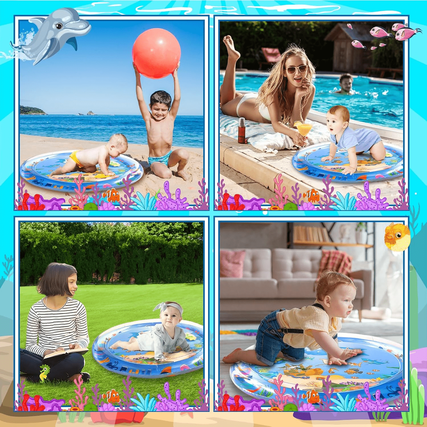 Tapis de jeu aquatique Sous une forme circulaire pour bébé 64cm Produit_bebe_maroc