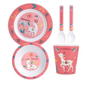 Set Repas Bébé 5 Pièces Sans BPA – Bol, Cuillère, Fourchette & Assiette pour Repas Sûrs