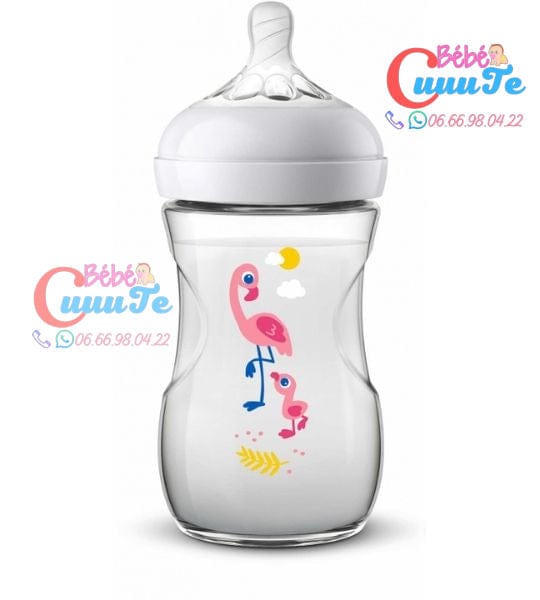 BIBERON NATURAL 260 ml/ 9 OZ FLAMANT ROSE -AVENT