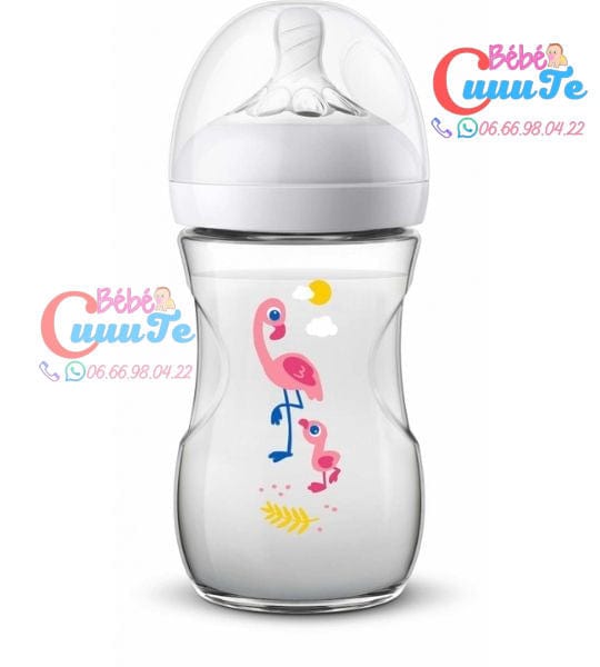 BIBERON NATURAL 260 ml/ 9 OZ FLAMANT ROSE -AVENT