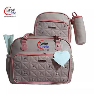 Pack Sac A Langer Bébé En Cuir 4 Pièces Beige