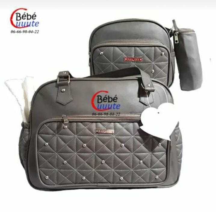 Pack Sac A Langer Bébé En Cuir 4 Pièces Beige