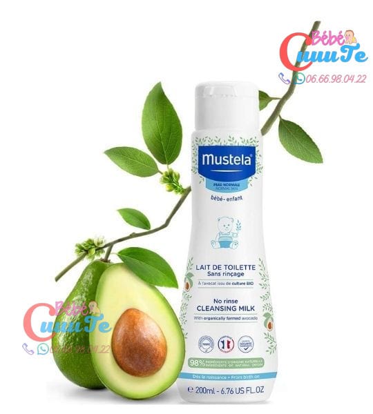 Bain et soin de peau Lait De Toilette Bio Sans Rinçage 200ml-Mustela Produit_bebe_maroc