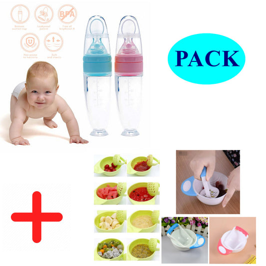 Pack de Biberon en Silicone +  Broyeur de nourriture pour bébé