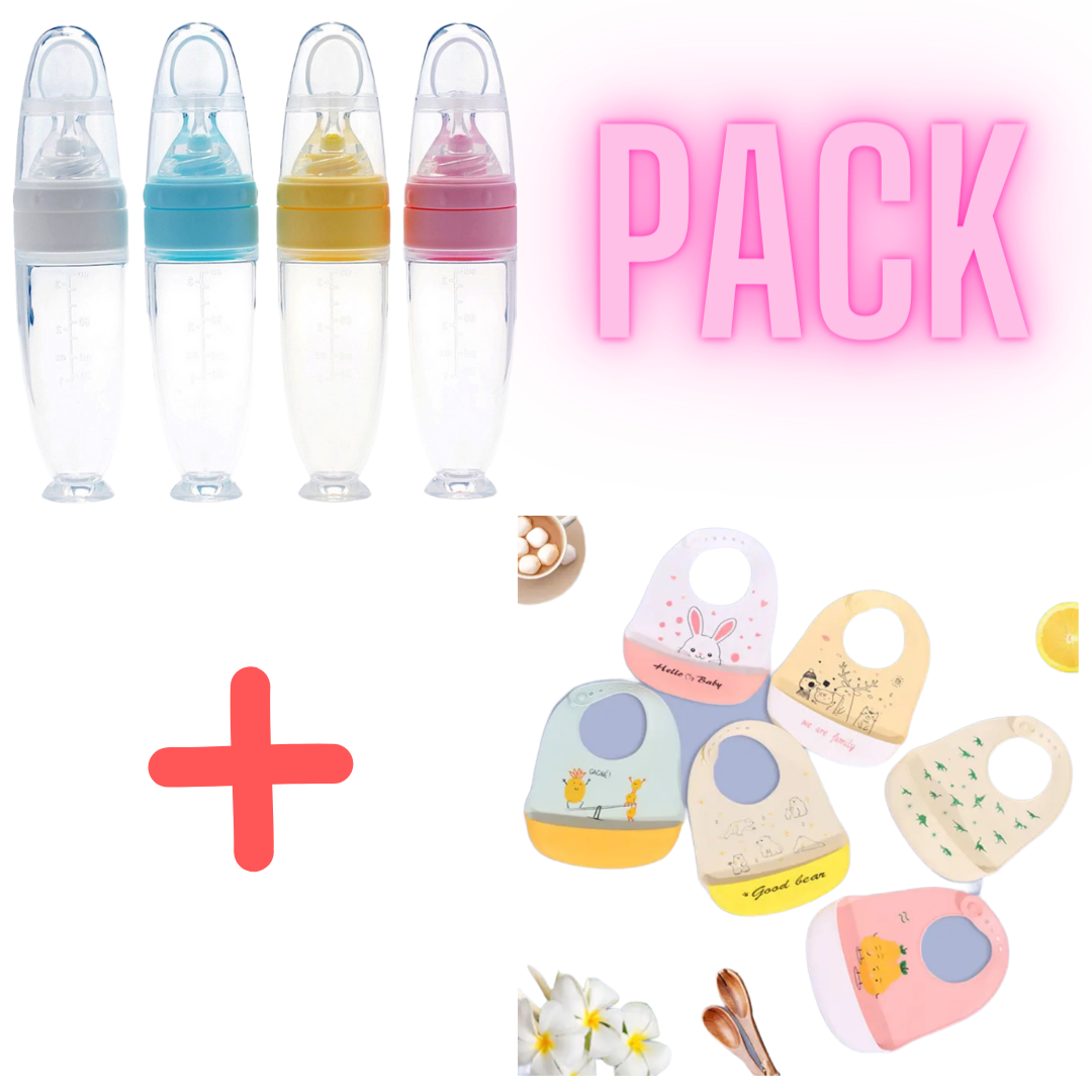 Pack de Biberon en Silicone +  bavoir en silicone