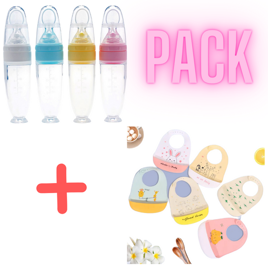 Pack de Biberon en Silicone +  bavoir en silicone