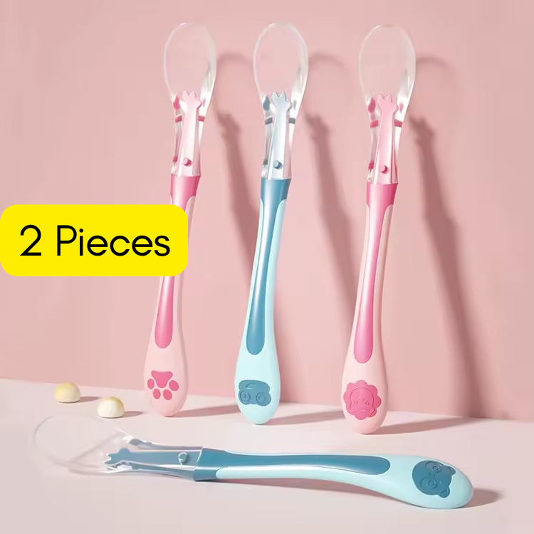 Cuillère Bébé en Silicone Alimentaire  LYKO 2 Pieces
