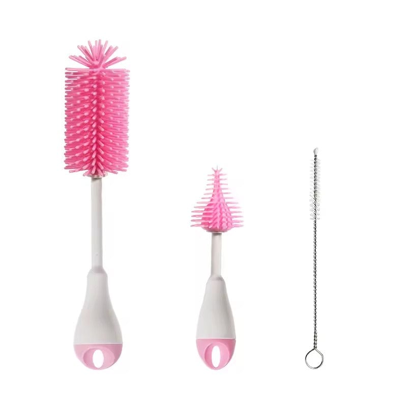 3 en 1 Brosse de Nettoyage Biberon Silicone – Tétine, Paille & Biberon