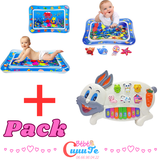 Pack Tapis d'eau Gonflable +  Piano Lapin Jouet musical éducatif