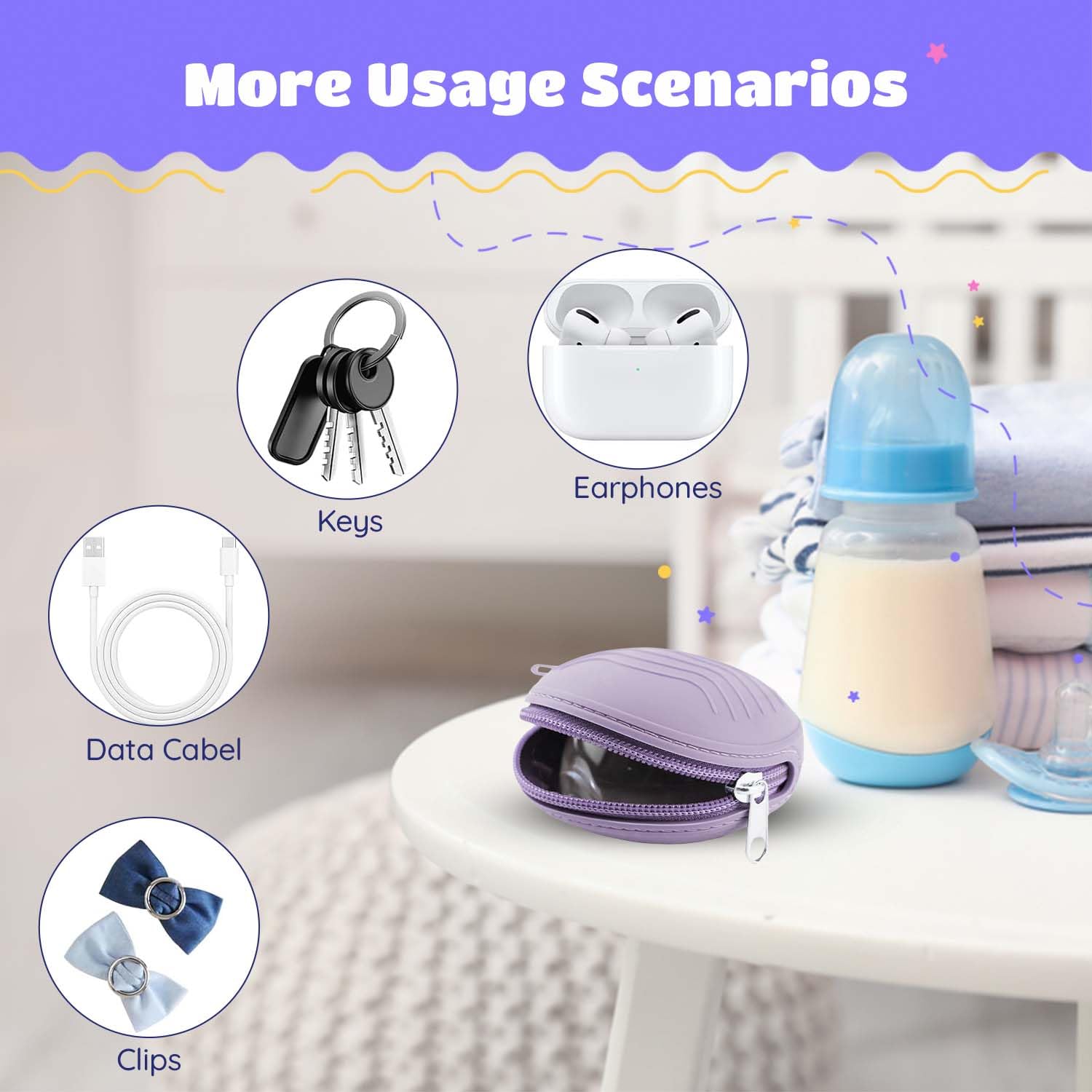 Boîte Silicone pour Sucette Bébé – Étui Portable avec Dragonne