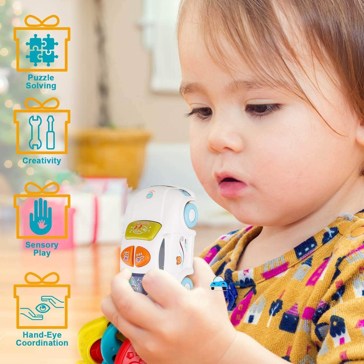 Voiture Musicale Bébé avec Clés Colorées – Jouet Hochet Interactif