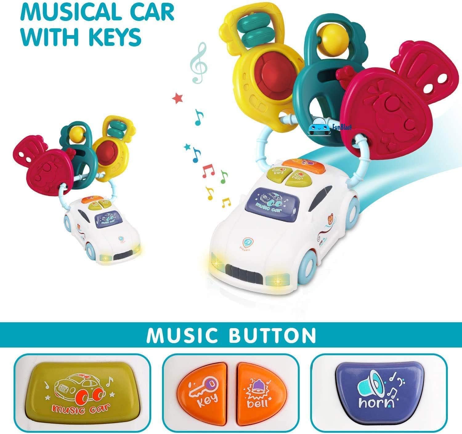 Voiture Musicale Bébé avec Clés Colorées – Jouet Hochet Interactif