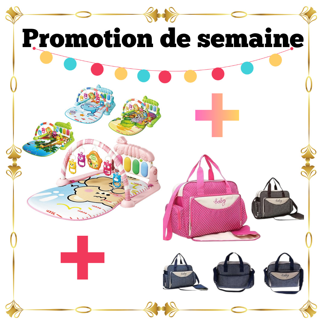 Pack Bébé 2 Articles – Tapis d’Éveil Piano Musical + Sac à Langer Multifonction