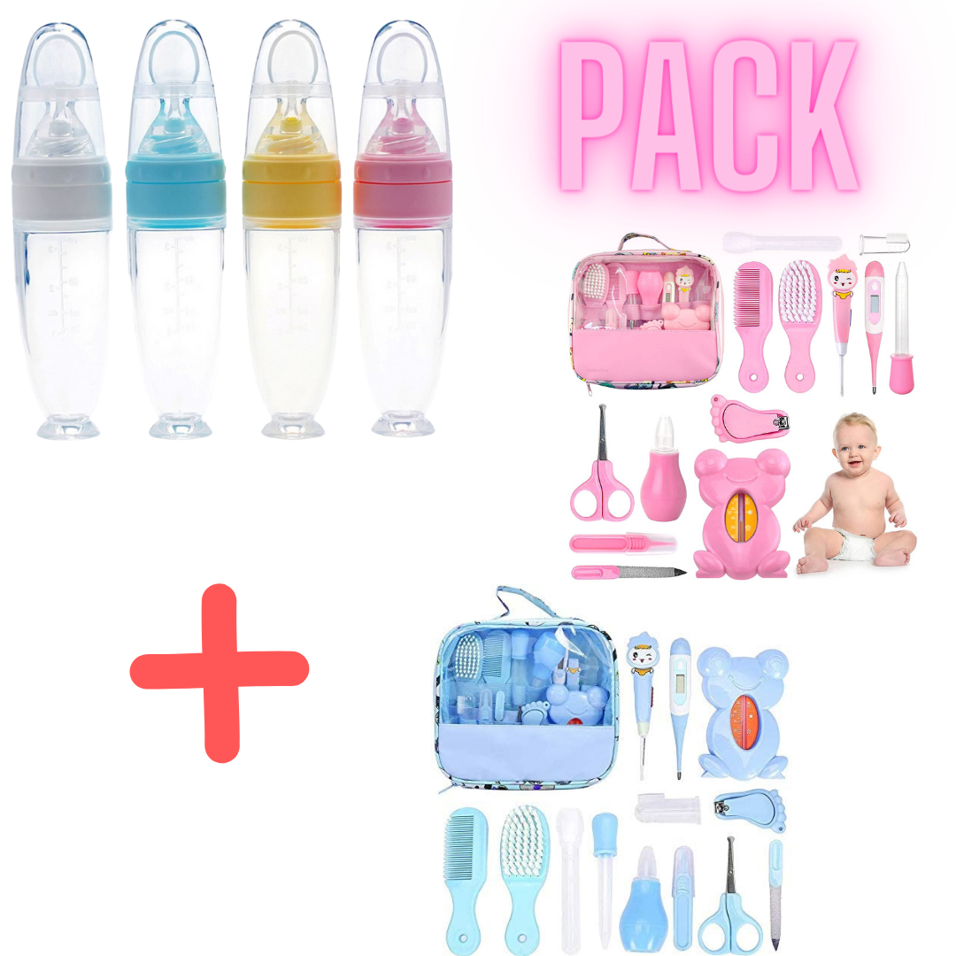 Pack de Biberon en Silicone + Trousse de soin 13 accessoires