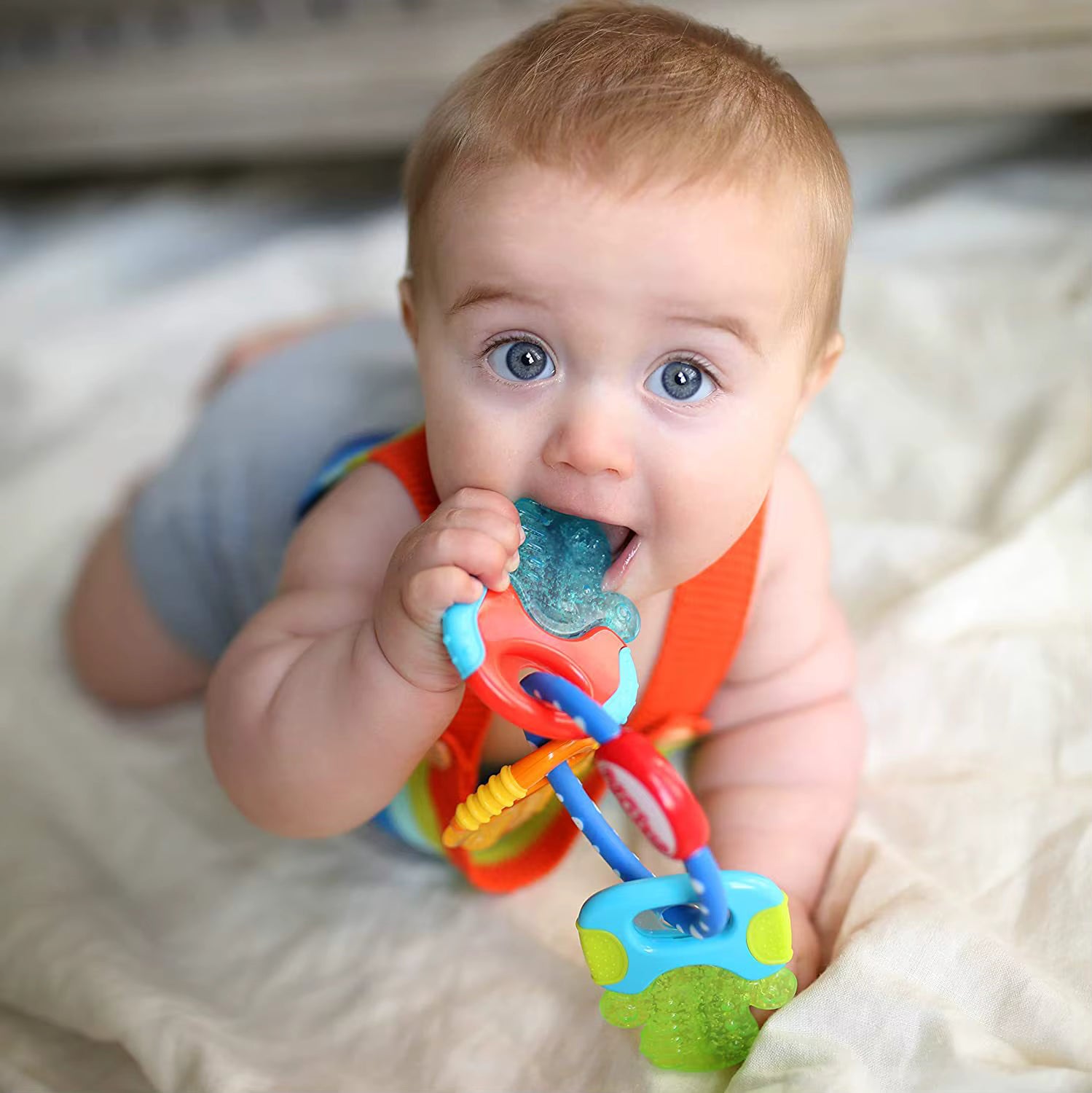 Hochet & Anneau de Dentition Bébé – Jouet Apaisant & Facile à Saisir
