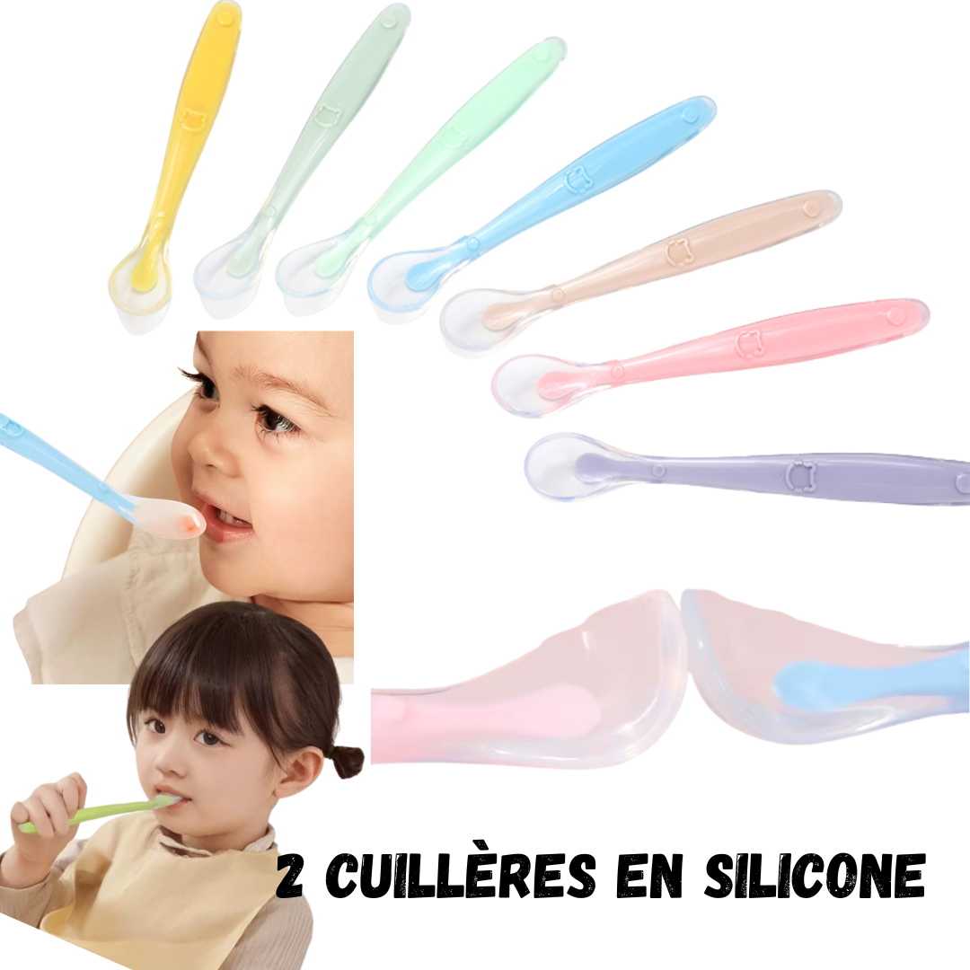 2 Cuillères Bébé en Silicone – Design Enfant, Sans BPA