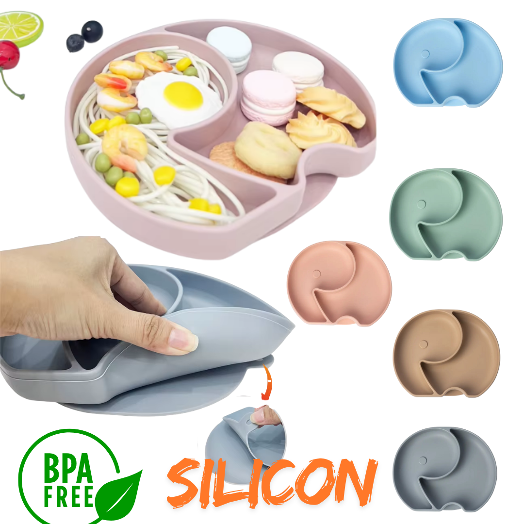 Assiette Bébé en Silicone avec Ventouse – Set Repas Antidérapant