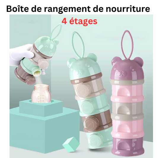 Pack 3 Articles (Silicone Biberon A Cuillère  + Sucette du Fruit +Boîte de rangement  4 étages)