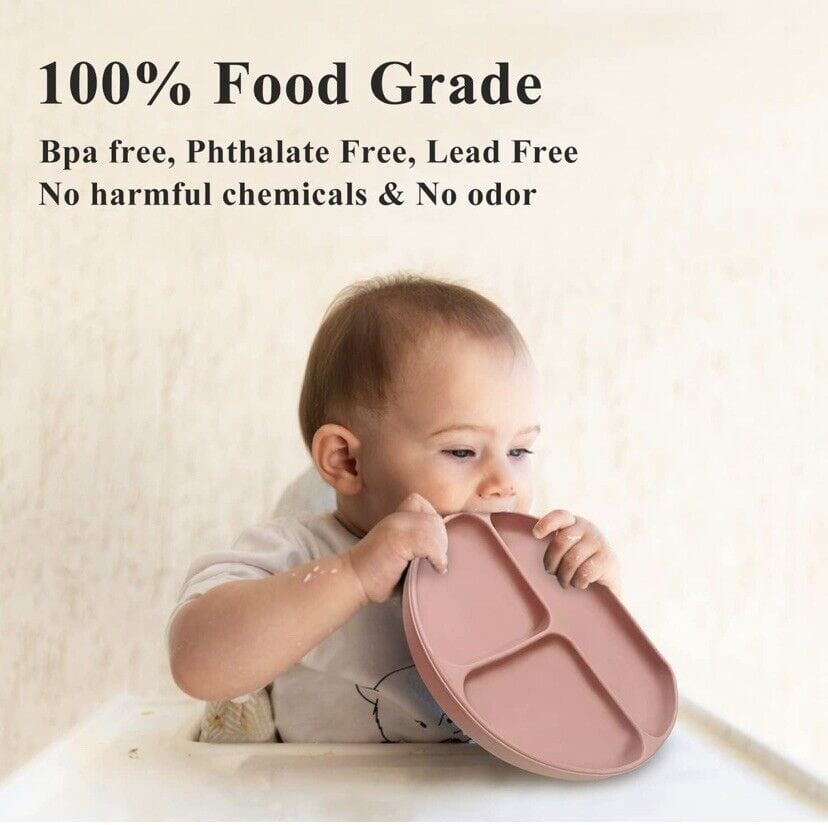 Assiette  Bebe en Silicone: Assiette Ventouse Bol Fourche Cuillère Bavoir et Tasse