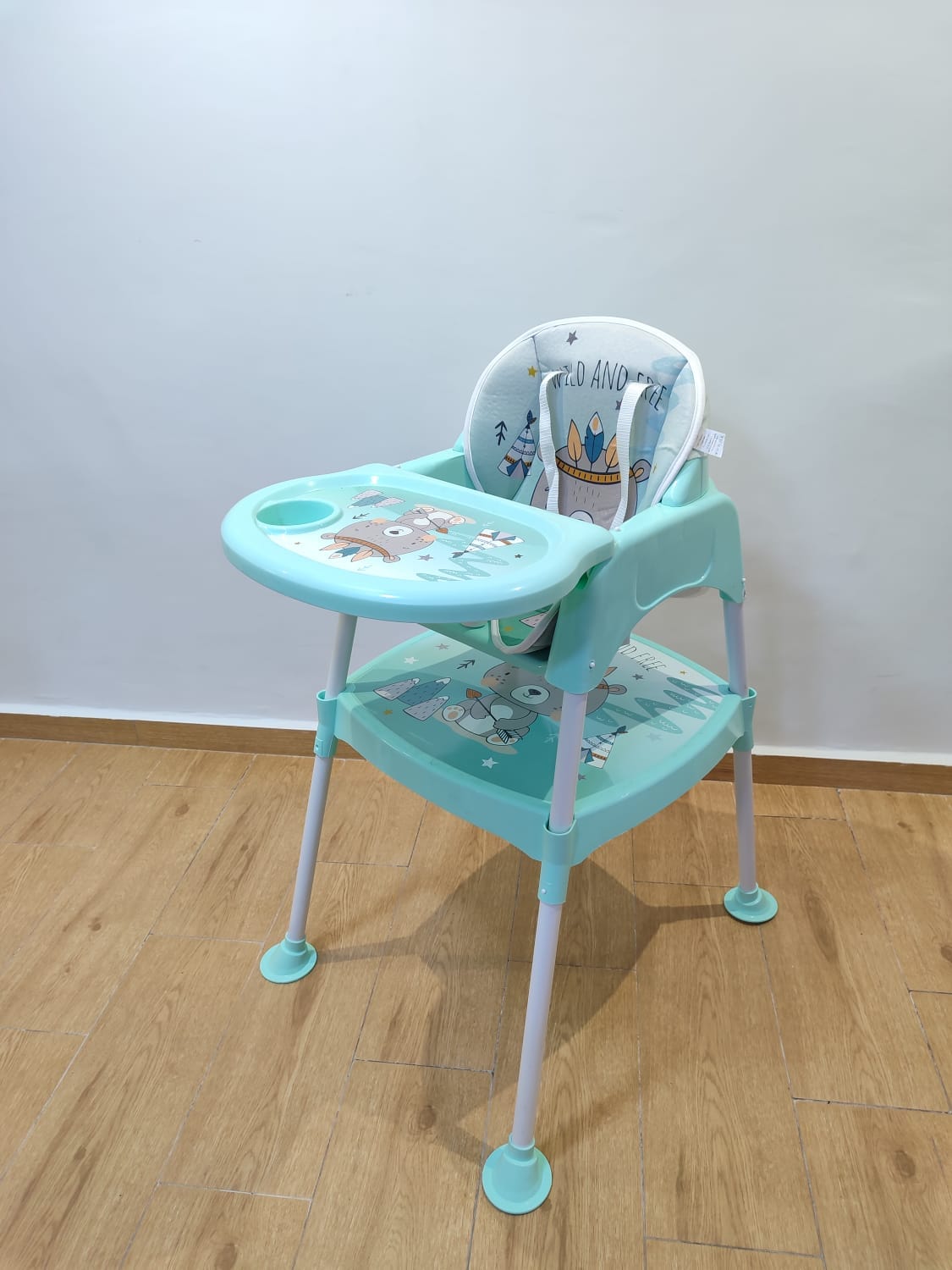 Chaise haute rembourrée 3-en-1 pour bébé, table de travail -  Vert