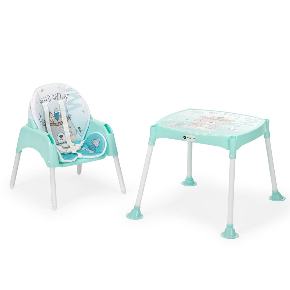 Chaise haute rembourrée 3-en-1 pour bébé, table de travail -  Vert