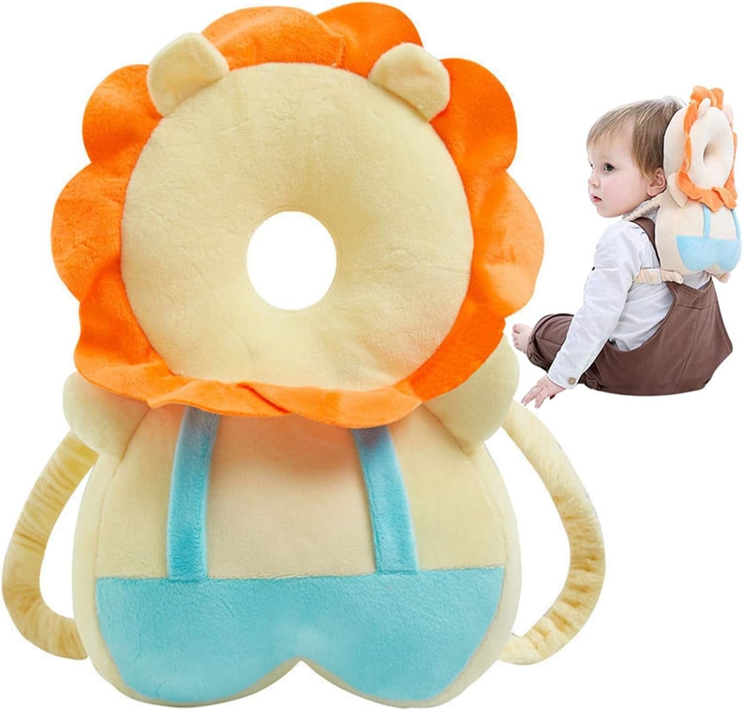 Coussin de Protection Tête Bébé beaig Orange Bleu