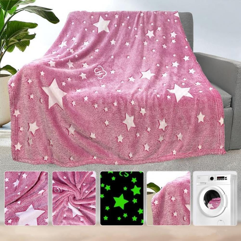 Couverture phosphorescente en flanelle douce à motif étoiles pour enfants