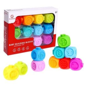 Cubes sensoriels Montessori bébé silicone – 10 pièces