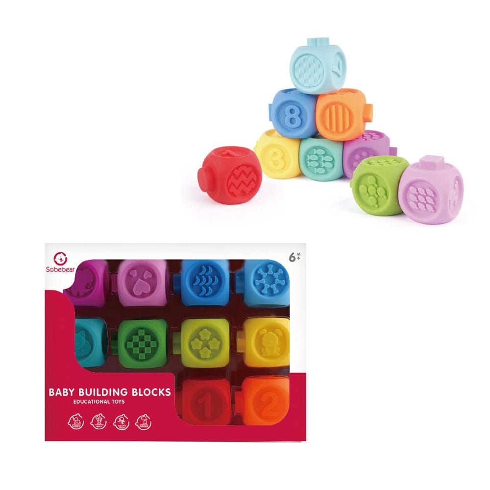 Cubes sensoriels Montessori bébé silicone – 10 pièces
