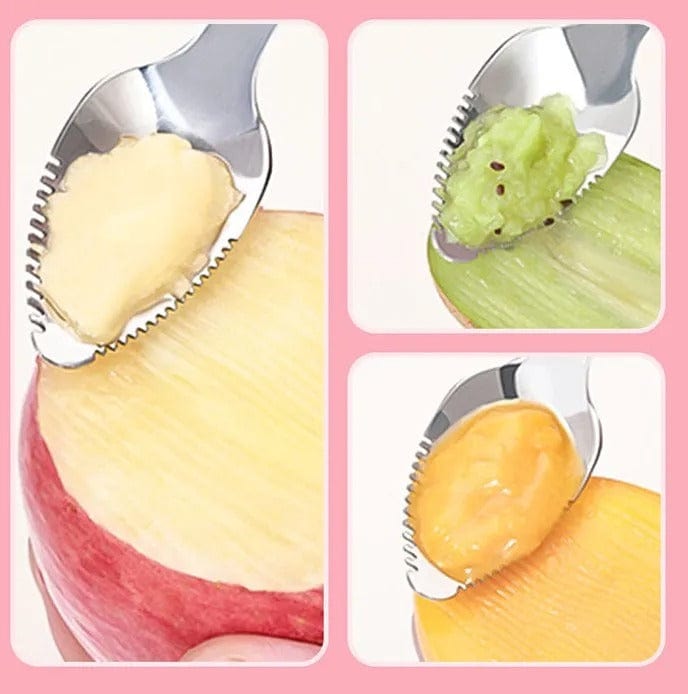 Cuillère Bébé Double Tête – Silicone Souple & Acier Inoxydable