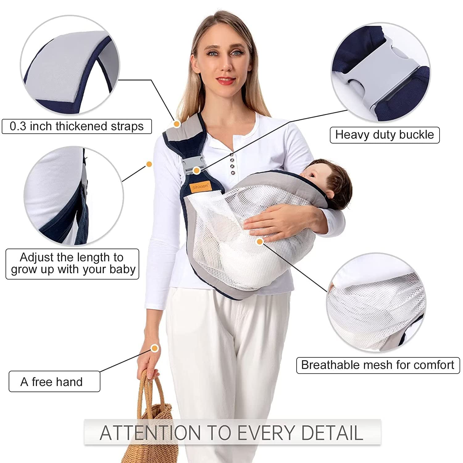 Echarpe bébé respirant, porte-bébé pour nouveau-né, réglable