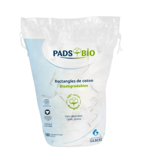Gilbert Pads Bio 180 unités rectangles coton 8x10 cm