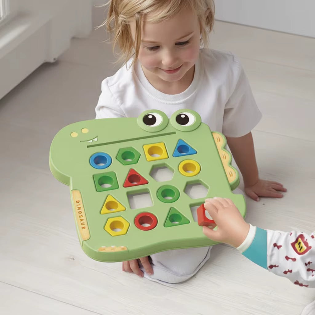 Jeu Montessori Dinosaure – Puzzle Formes & Couleurs Éducatif