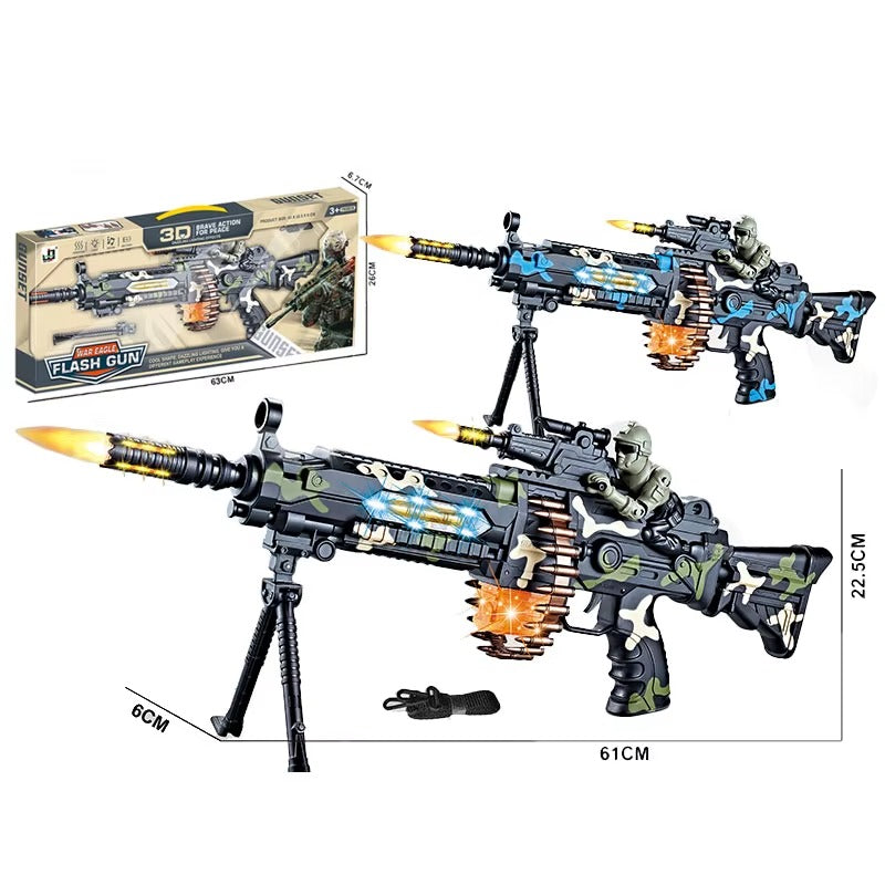 Fusil Jouet Électrique 61 cm – Effets Sonores, Lumineux & Rotation 360°