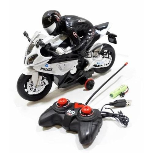 Moto Télécommandée Police Rechargeable – Rotation 360° avec Lumières & Sons