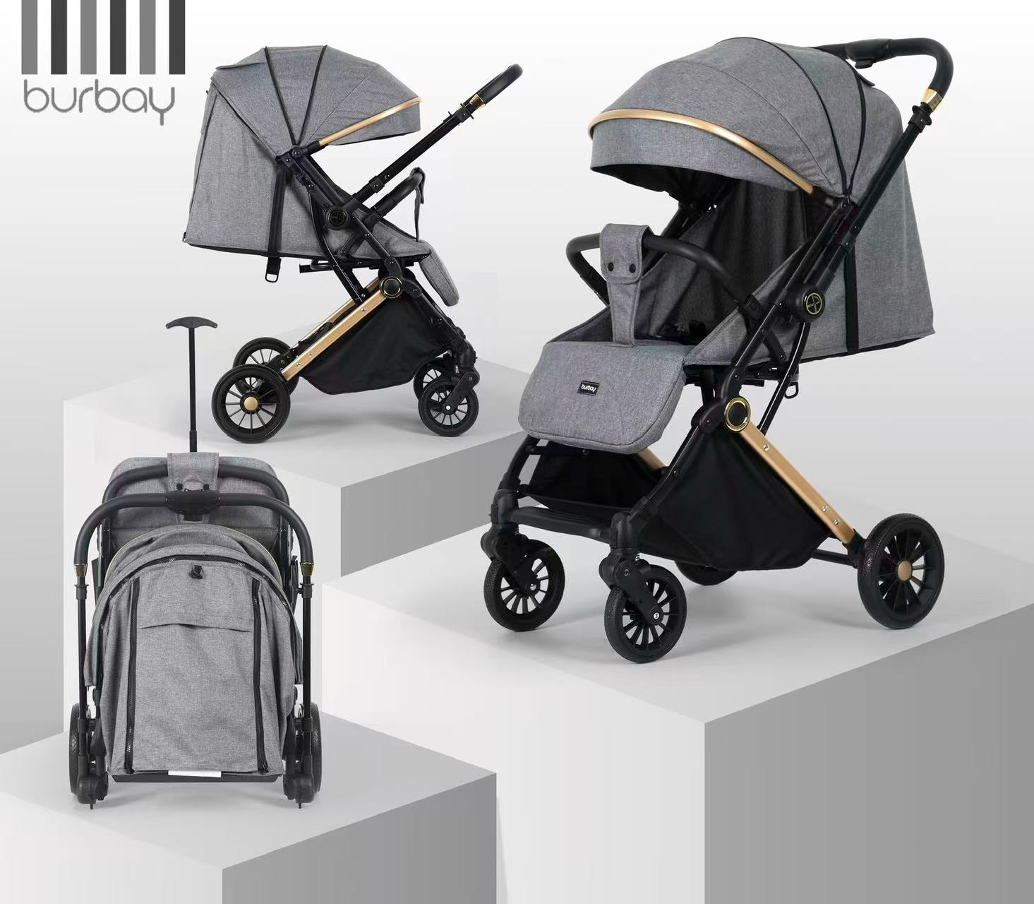 Poussette Premium Réversible Burbay AG9155 gris