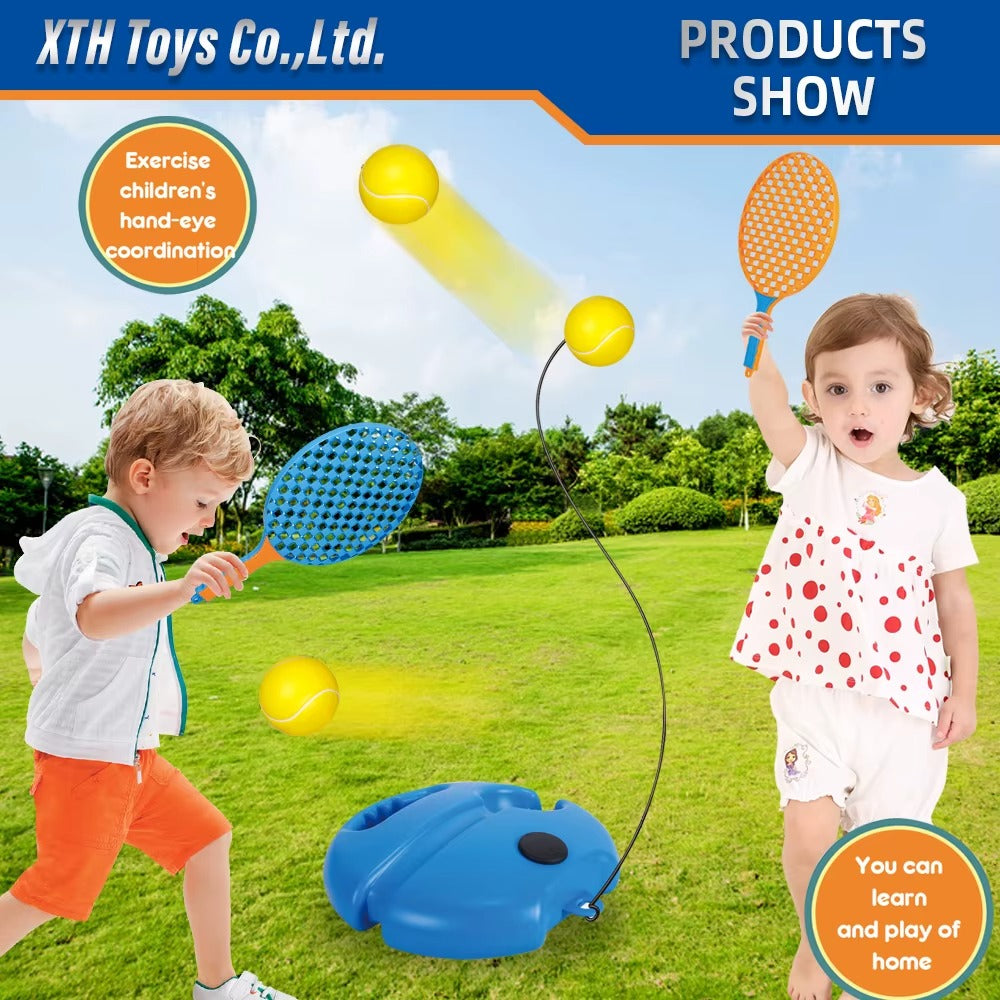 Jeu d’Entraînement Tennis Enfant – Raquette & Lanceur de Balles Extérieur