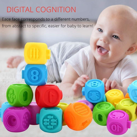 Cubes sensoriels Montessori bébé silicone – 10 pièces