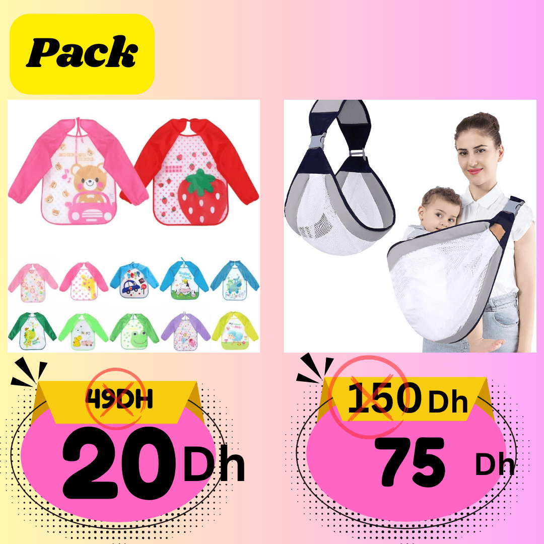 Pack Bébé – Écharpe Porte-Bébé Respirante + Bavoir à Manches Longues