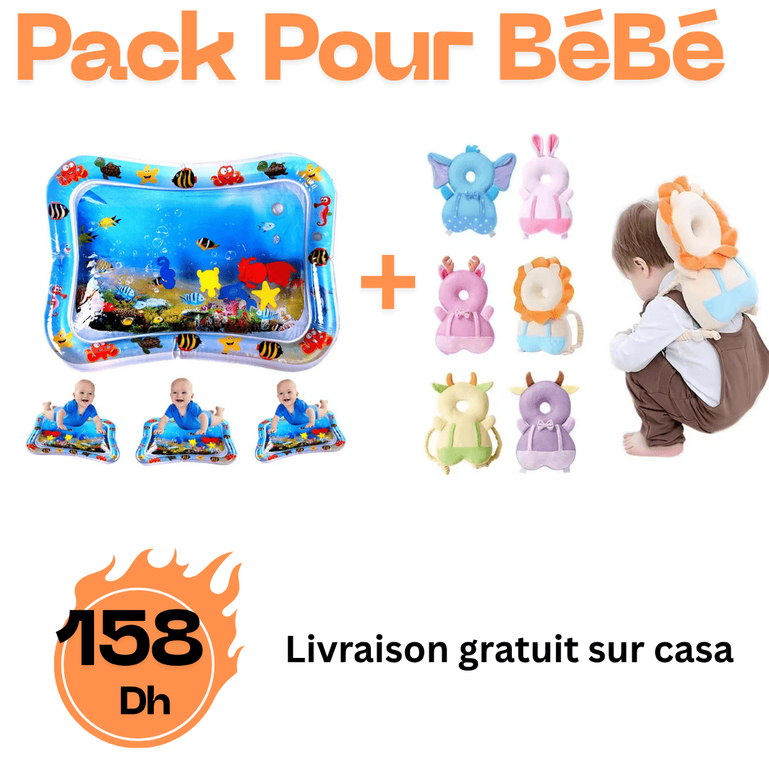 Pack Bébé – Tapis d’Eau Gonflable + Coussin de Protection Tête