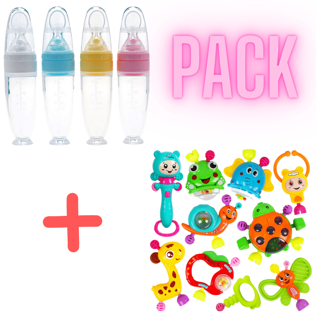 Pack de Biberon en Silicone + Hochet jouet 10 pcs