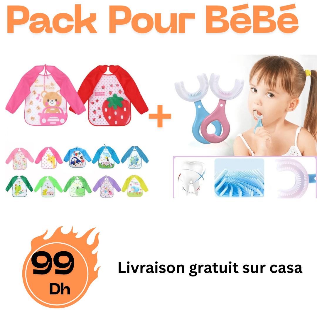 Pack Hygiène et Repas : Bavoirs à Manches et Brosses à Dents 360°