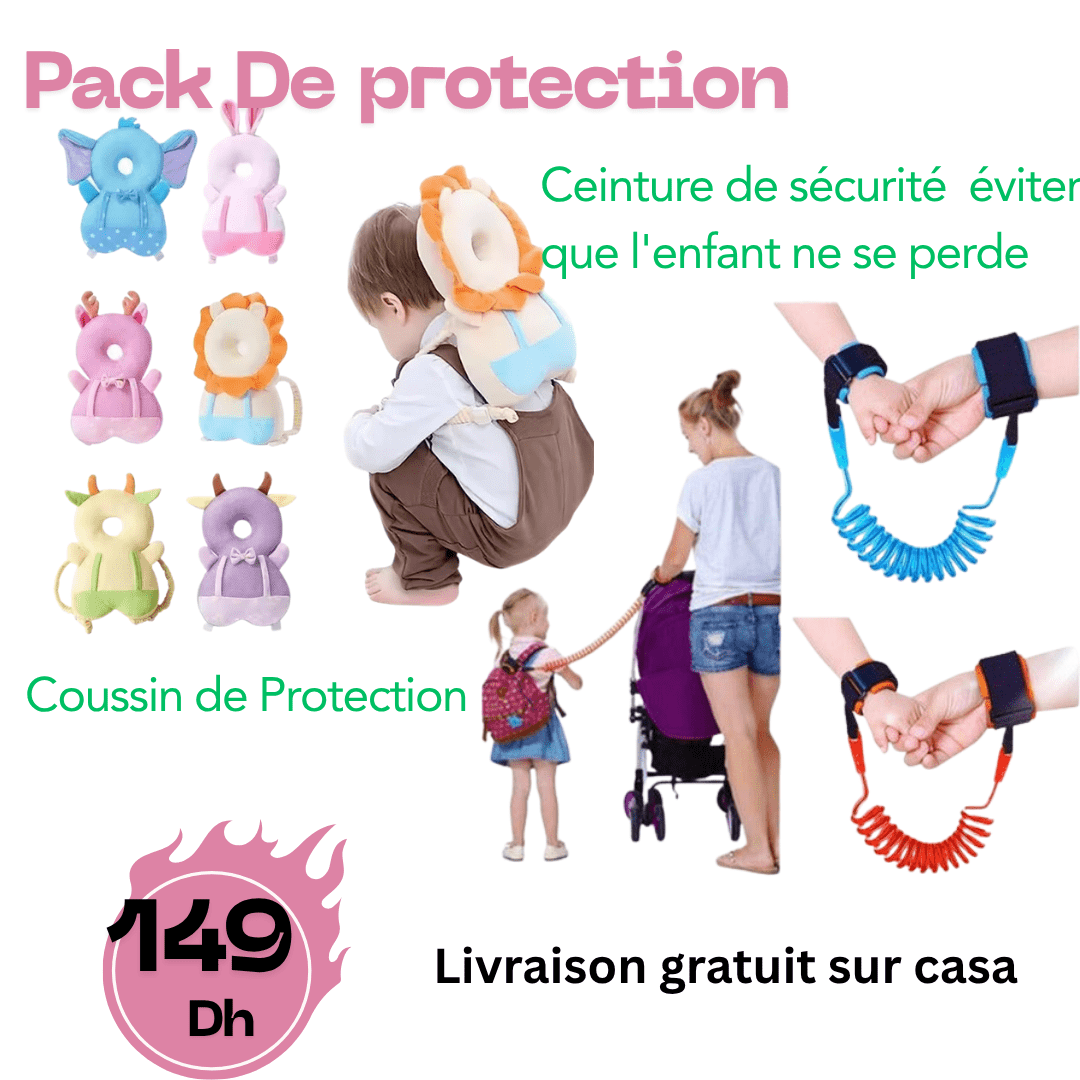 Pack Sécurité Bébé 2 en 1 – Coussin de Protection + Ceinture de Sécurité Enfant