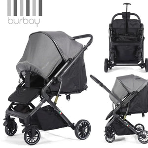 Poussette Bébé  Valise Pliable et Luxe – Voyage Facile et Confort Assuré Gris