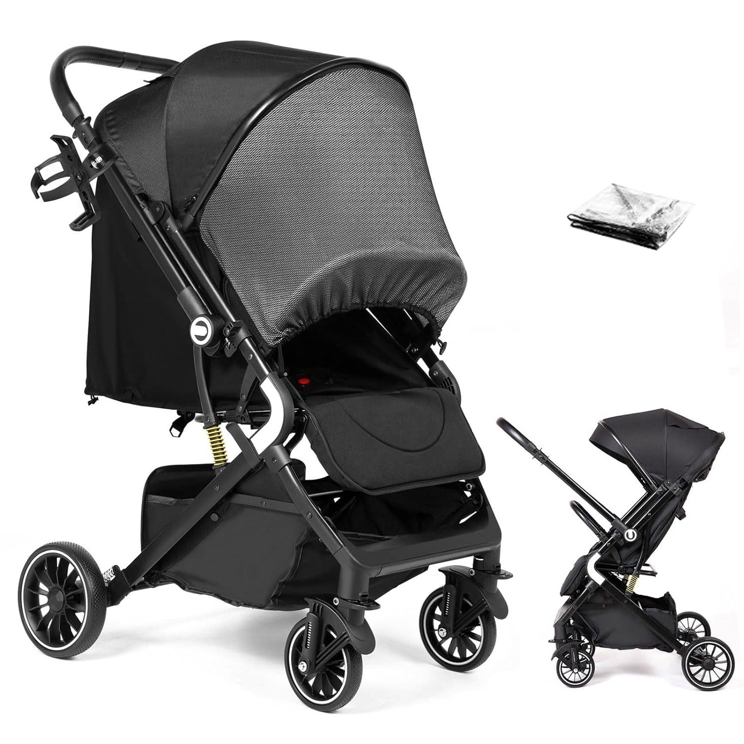 Poussette Bébé  Valise Pliable et Luxe – Voyage Facile et Confort Assuré Noir