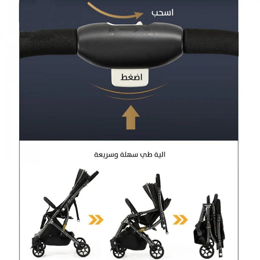 Poussette Bébé  Valise Pliable et Luxe – Voyage Facile et Confort Assuré Noir