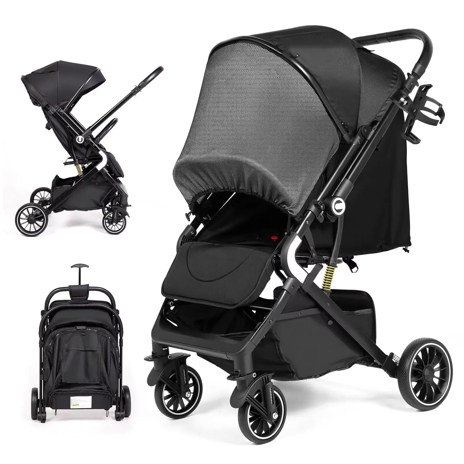 Poussette Bébé  Valise Pliable et Luxe – Voyage Facile et Confort Assuré Noir