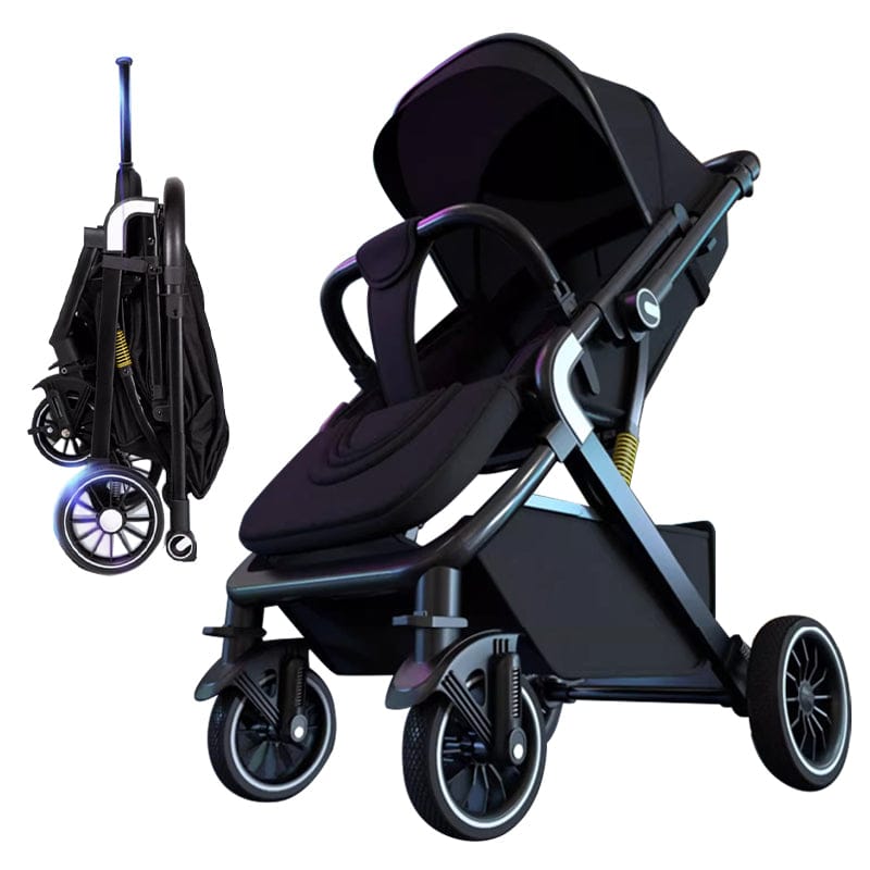 Poussette Bébé  Valise Pliable et Luxe – Voyage Facile et Confort Assuré Noir