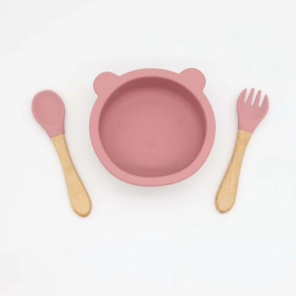 Bol Bébé Silicone Forme Ours – Avec Cuillère d’Apprentissage