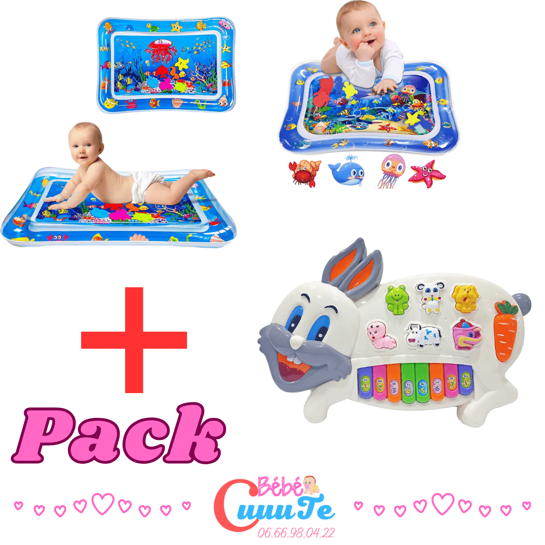 Pack Tapis d'eau Gonflable +  Piano Lapin Jouet musical éducatif Produit_bebe_maroc